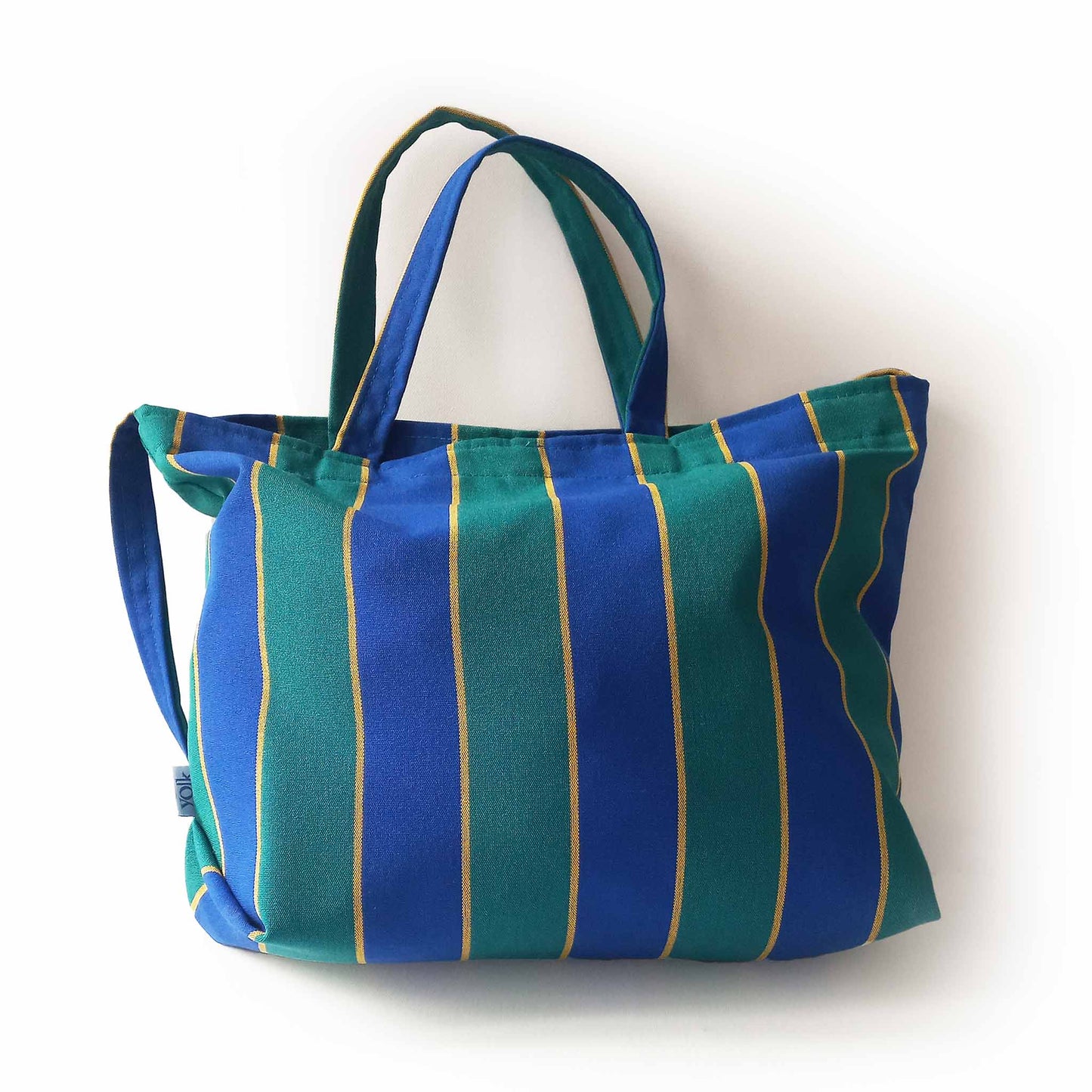 A striped summer beach bag