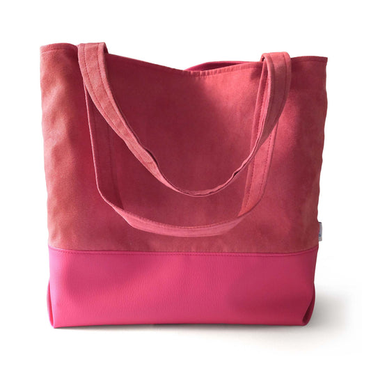 Pale red vegan suede shopper bag