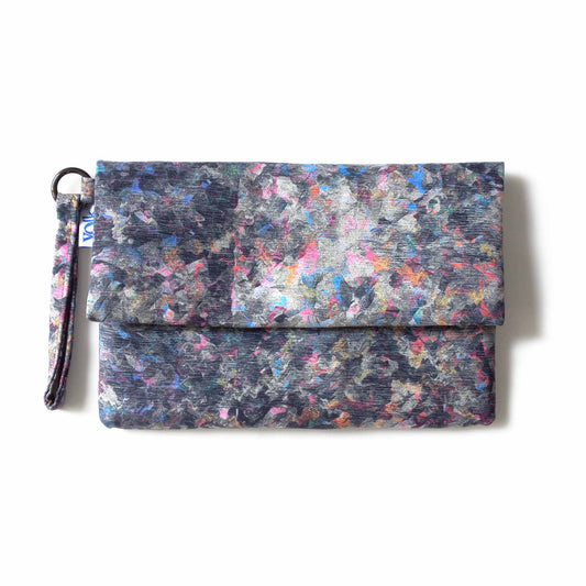 Vegan suede print clutch bag