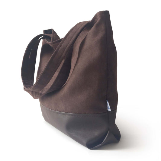 dark brown vegan leather shoulder bag
