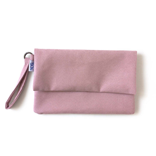 Soft pink color foldover clutch bag