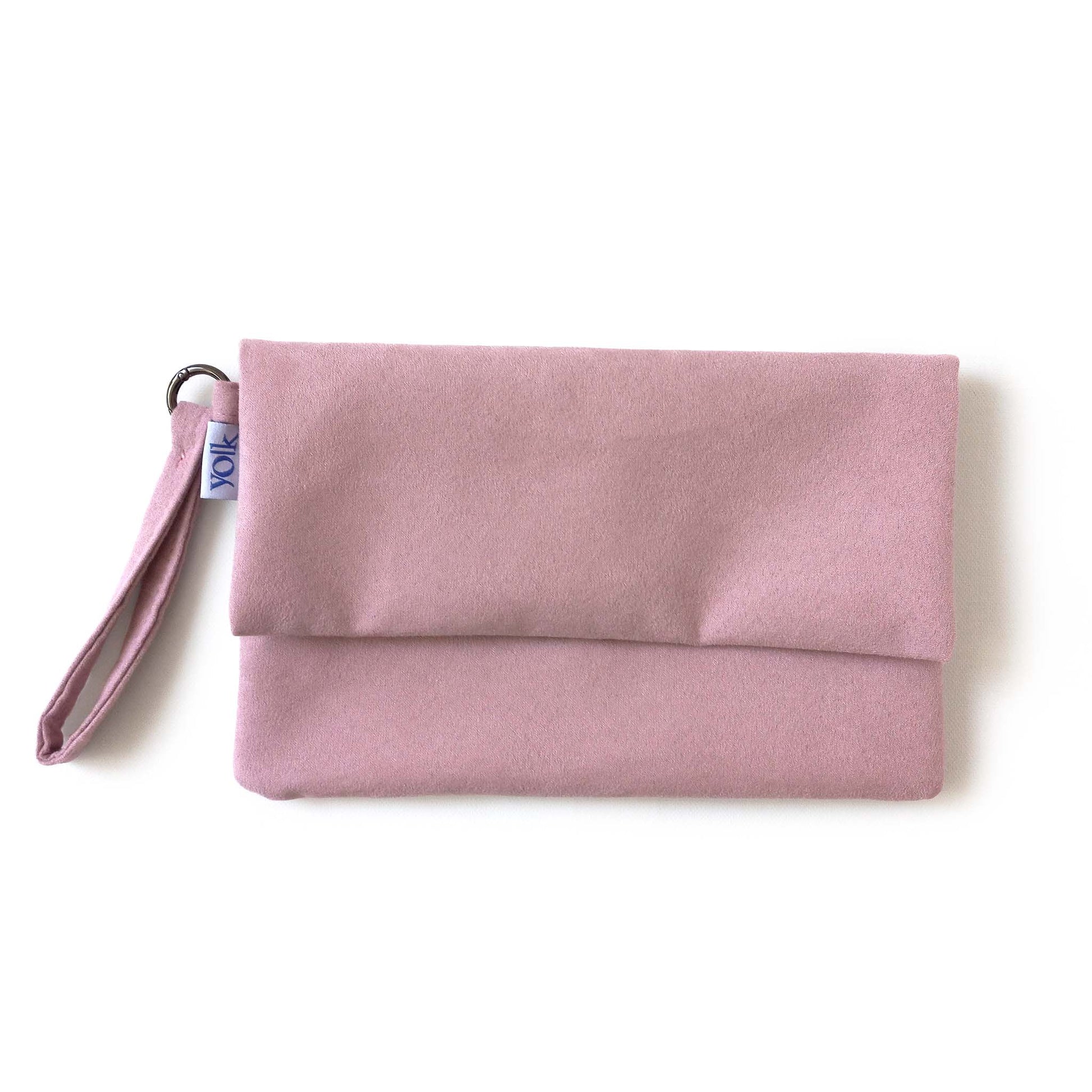 Soft pink color foldover clutch bag