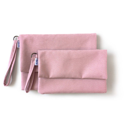 Pink suede clutches in two sizes