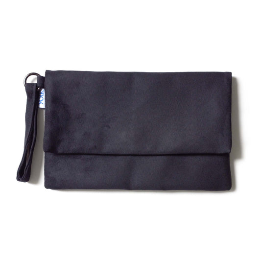 Black suede clutch bag