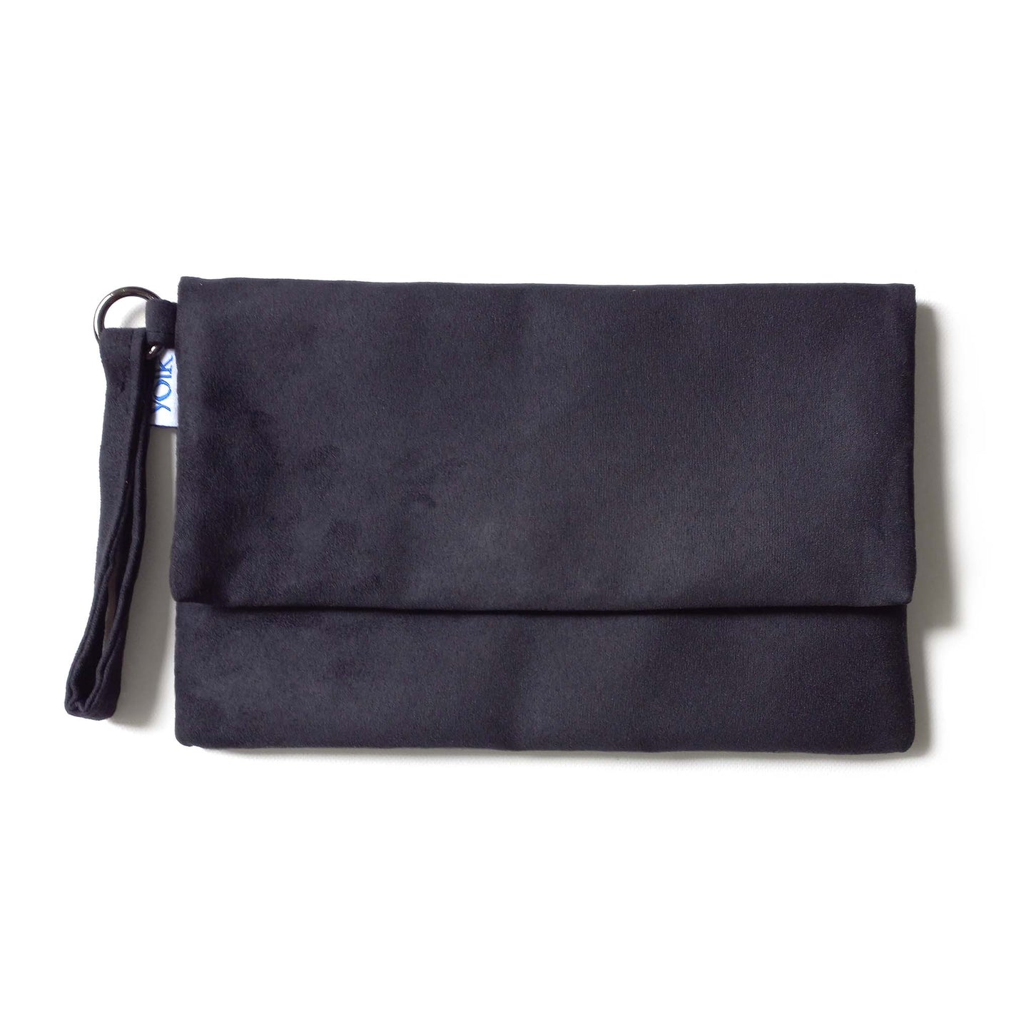 Black suede clutch bag