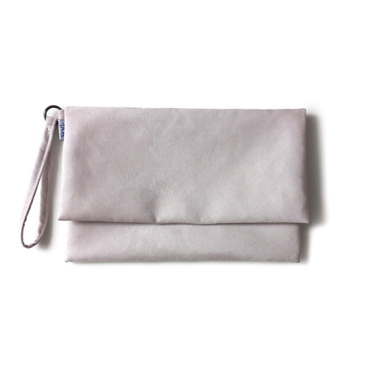 Pale grey foldover clutch bag