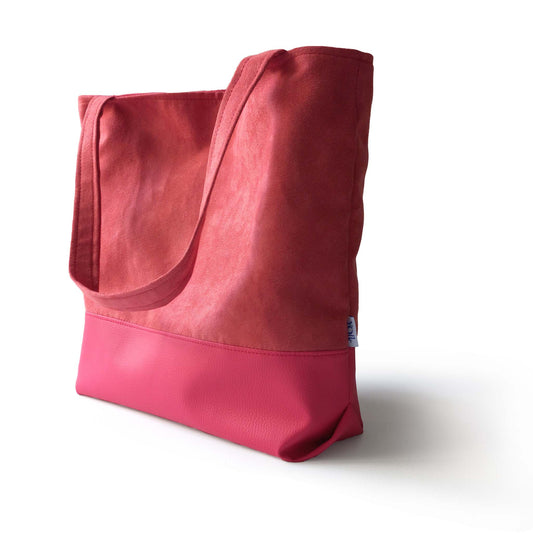 Suede shopper tote bag, side view