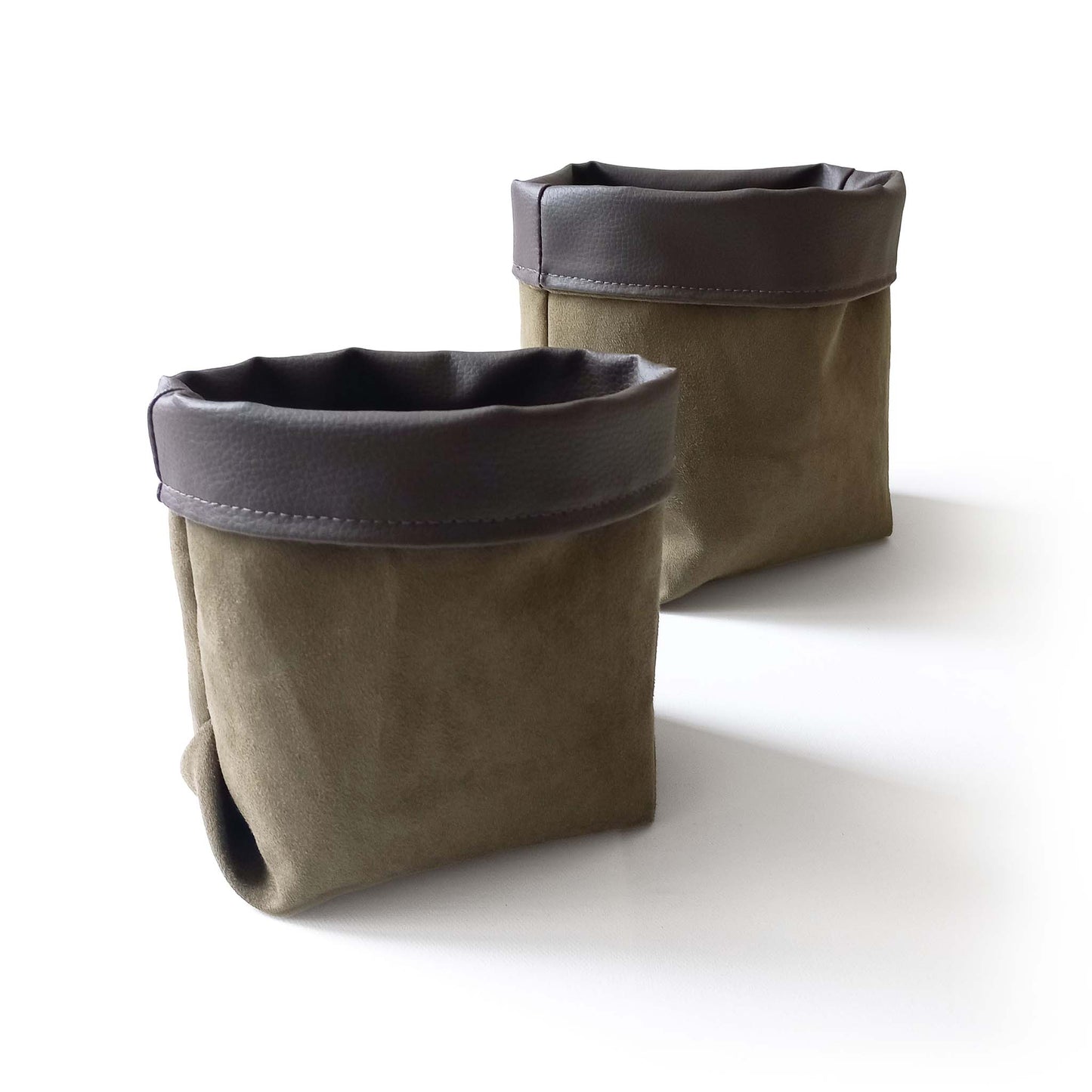 Vegan leather baskets, side view