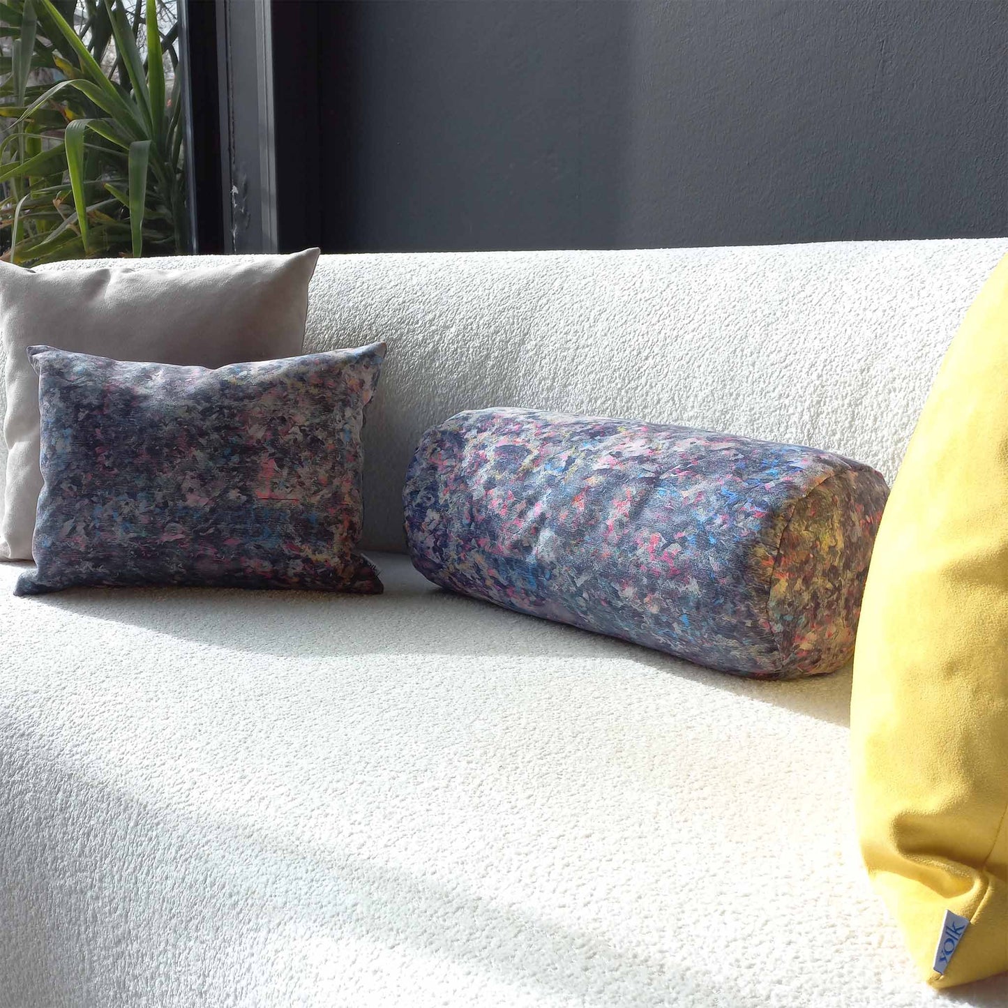 Decorative cushions on a sofa