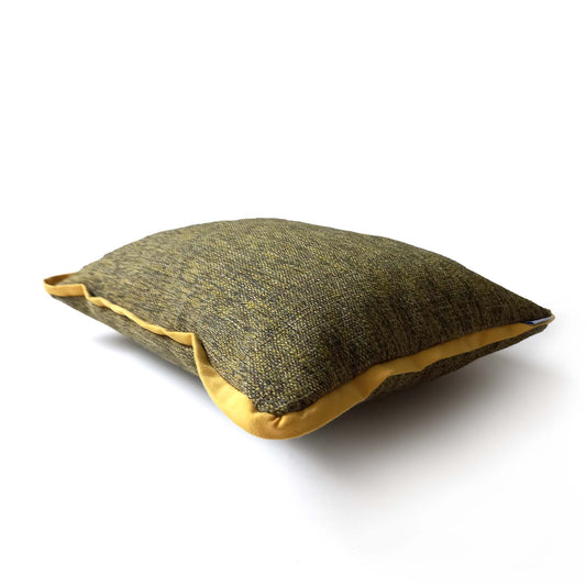 Green woven fabric cushion, side view
